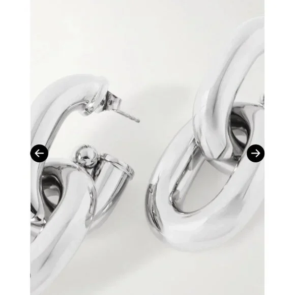 RABANNE XL Link Hoop Earrings Silver - Picture 6 of 6